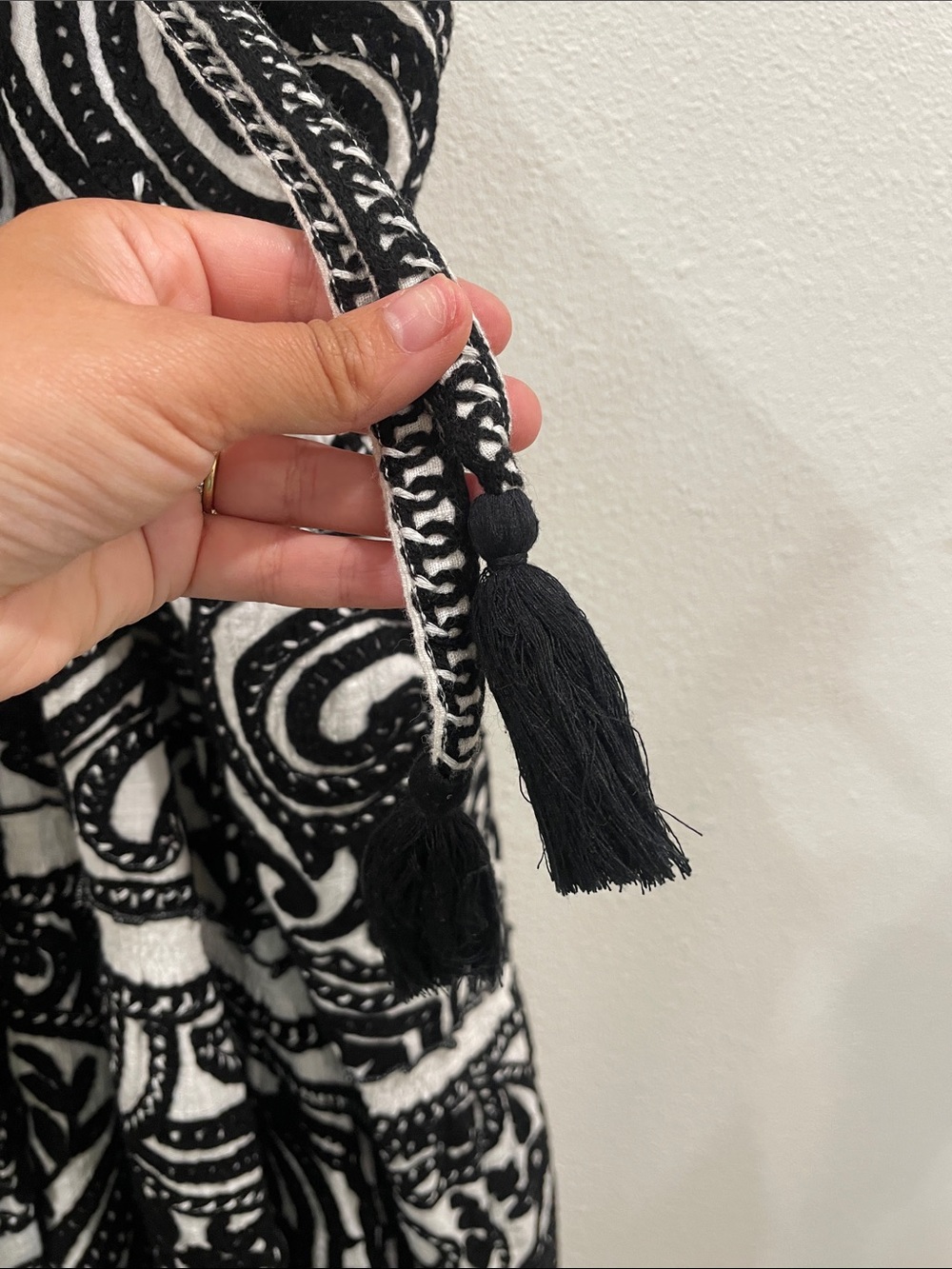 Sézane Anaka Dress Black & Cream Embroidered Print Tiered Maxi Dress 36 - Picture 11 of 14